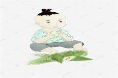 吃粽子的图片