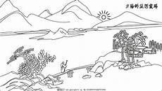 山水风景简笔画图片大全大图彩色